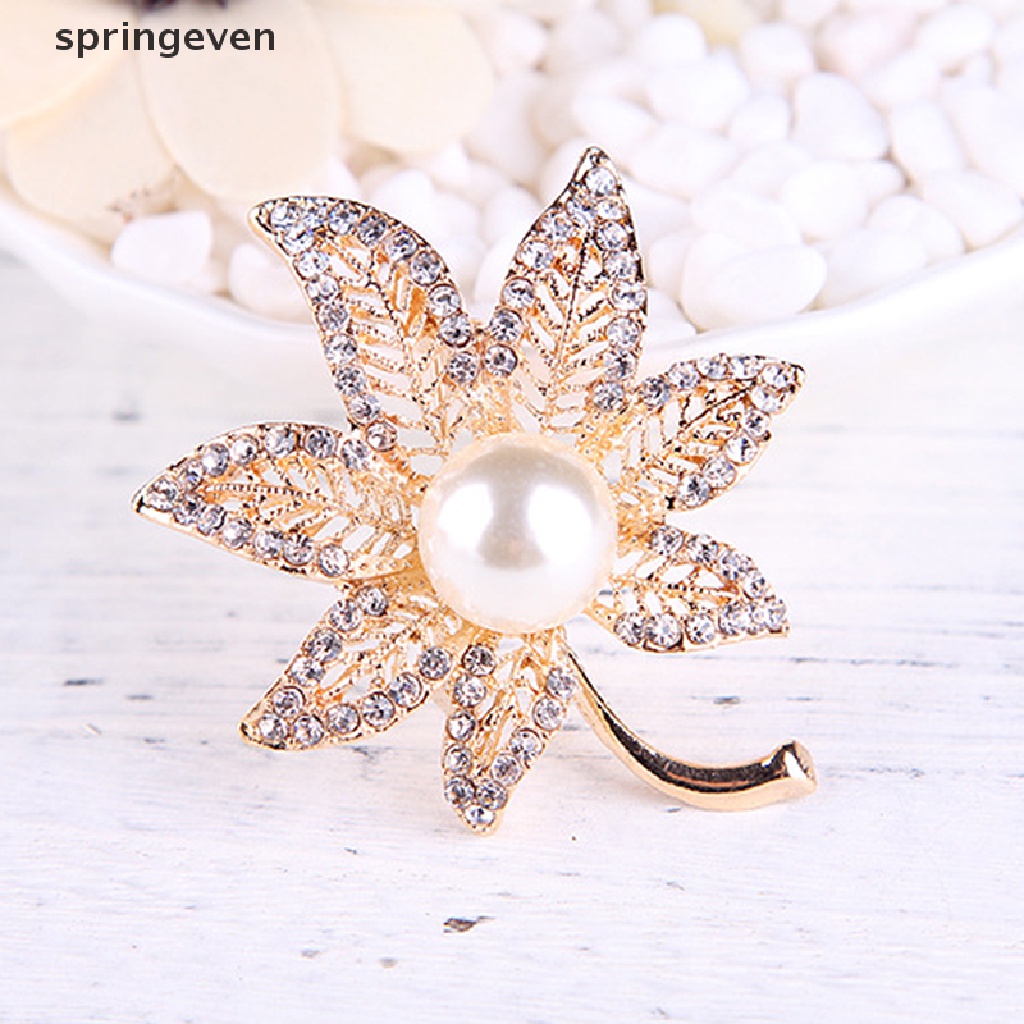 Ghim Cài Áo Hình Hoa Lá Đính Ngọc Trai Thời Trang Cho Nữ