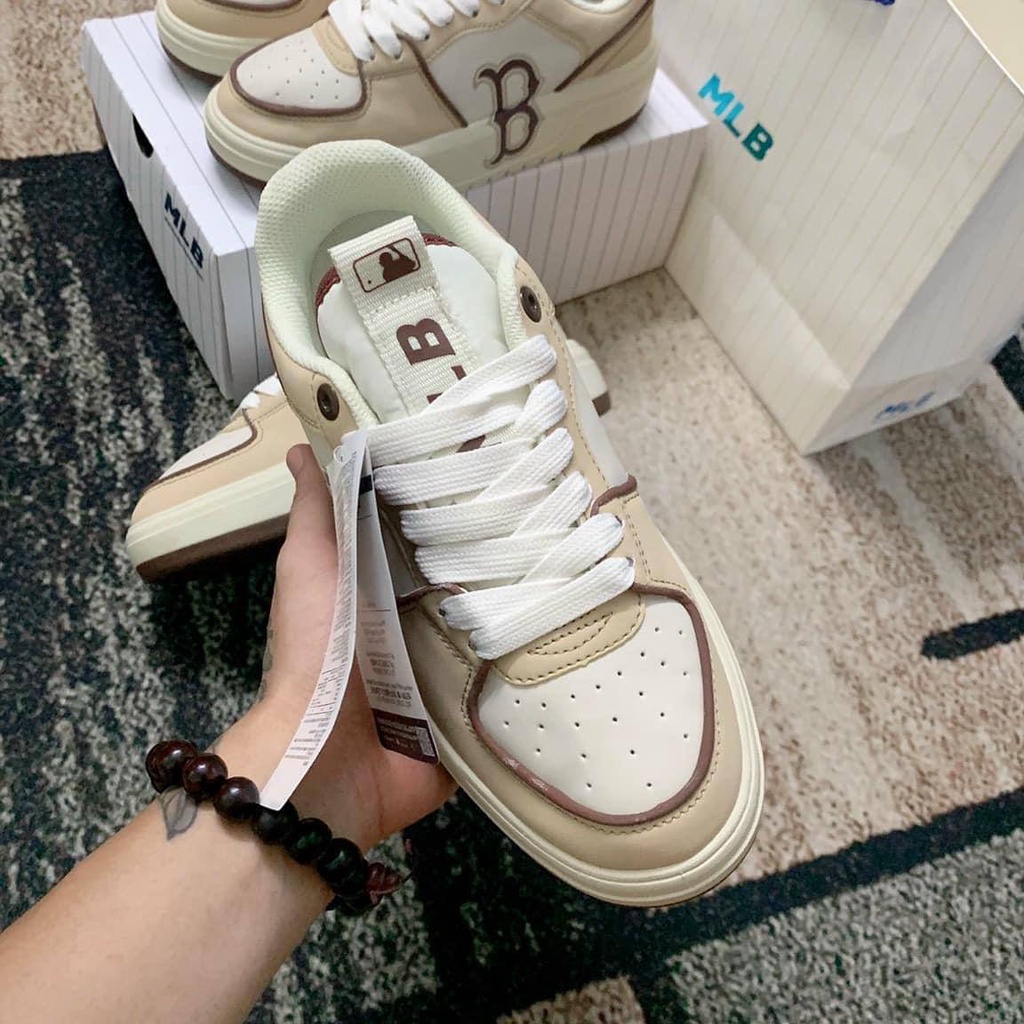 Giày MLB Chunky Liner, Giày Thể Thao Boston Red Sox Màu Nâu in chữ B, tặng kèm tất