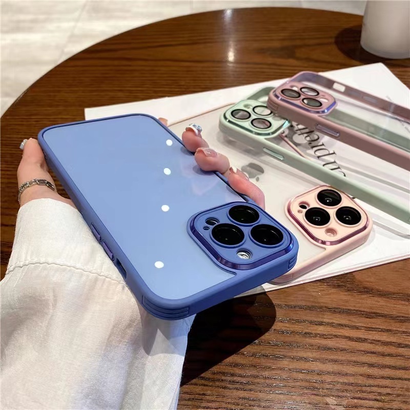 Ốp Điện Thoại Silicon acrylic Cứng Trong Suốt Bảo Vệ Ống Kính Máy Ảnh Sang Trọng Cho iPhone 11 12 13 14 Pro max