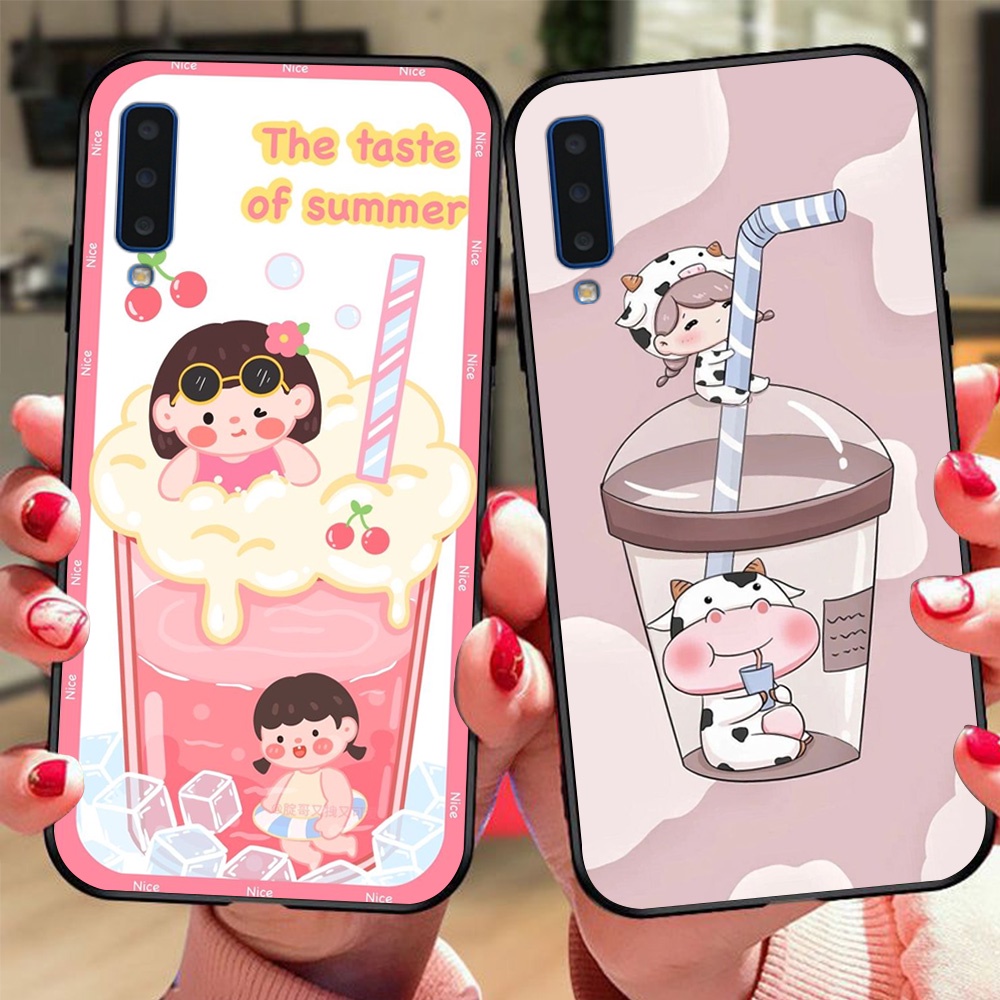 Ốp lưng điện thoại Samsung a7 2018 / ss a9 2018 trà sữa phong cách tuổi teen
