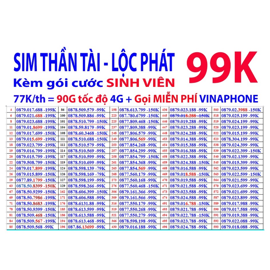SIM 4G ITEL mạng Vinaphone , Sim 4G Vinaphone 90G/th, Gọi Vinaphone miễn phí