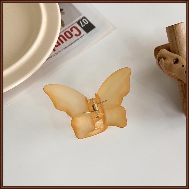 Kẹp Tóc Acrylic Màu Trơn Hình Bướm Dễ Thương Chống Trượt Cho Nữ