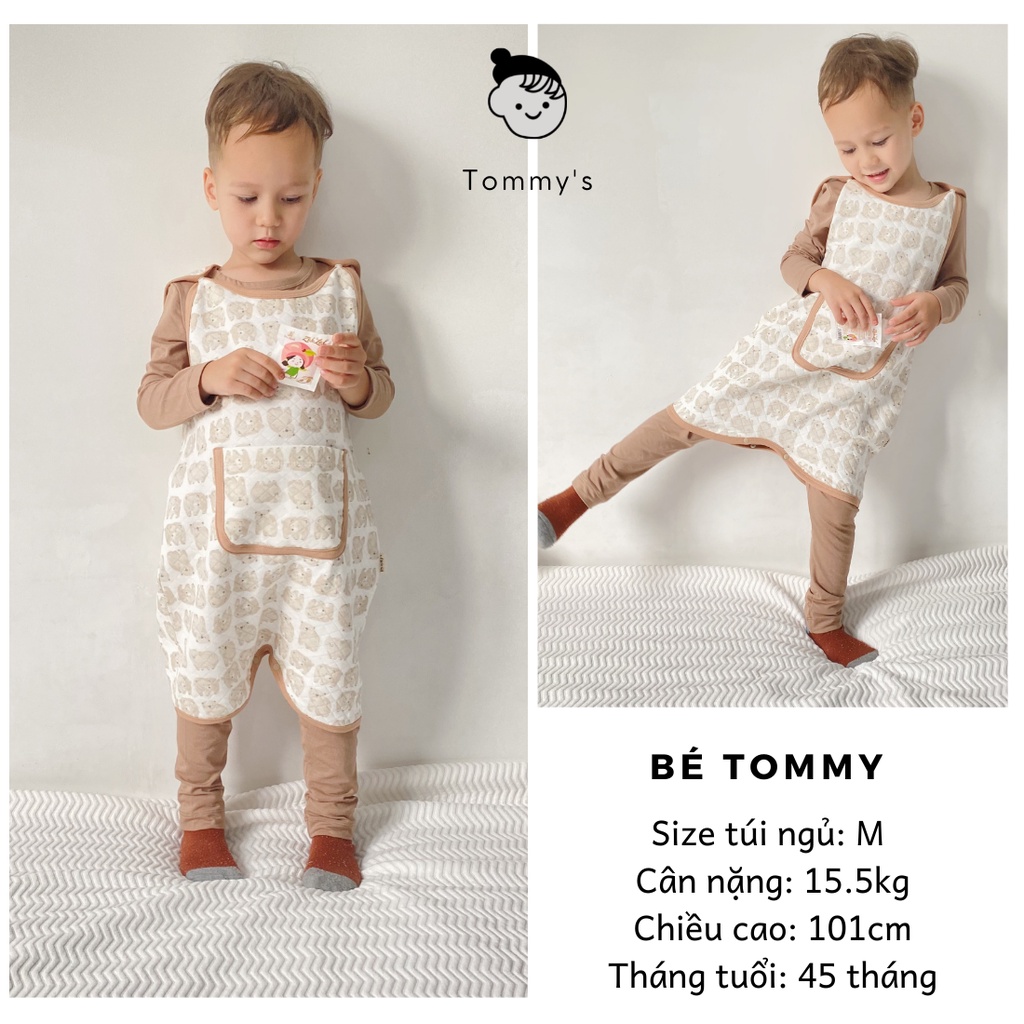 Túi Ngủ Cộc Thu Đông Chần Bông Cotton Cho Bé Trai Bé Gái TOMMY HOUSE