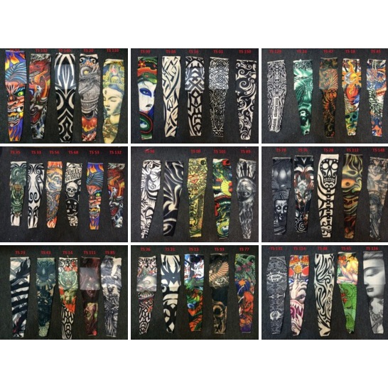 1 Đôi Găng Tay Tatoo Bao Tay In Hình Xăm Tạm Thời 3d Nghệ Thuật Chống Nắng Tia Uv