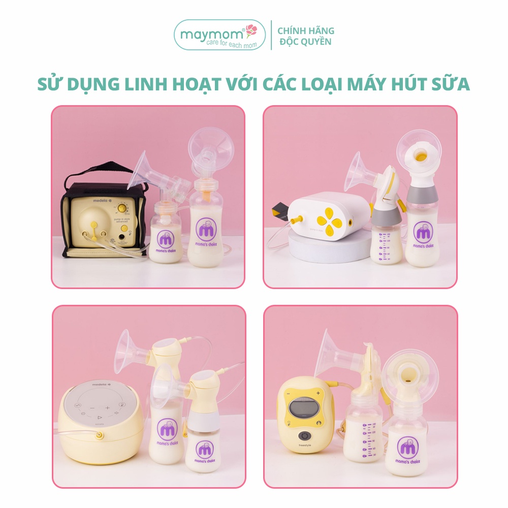 Bình Trữ Sữa Cổ Hẹp Tương Thích Máy Hút Sữa Medela, Unimom, Ameda – Bình Đựng Sữa Mama's Choice Dung Tích 150ml - 240ml