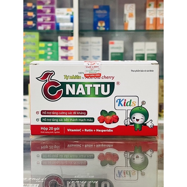 Cốm C Nattu Kids - Tăng cường sức đề kháng, tăng sức bền thành mạch máu, Giúp cơ thể khoẻ mạnh - 20 gói x 2gram