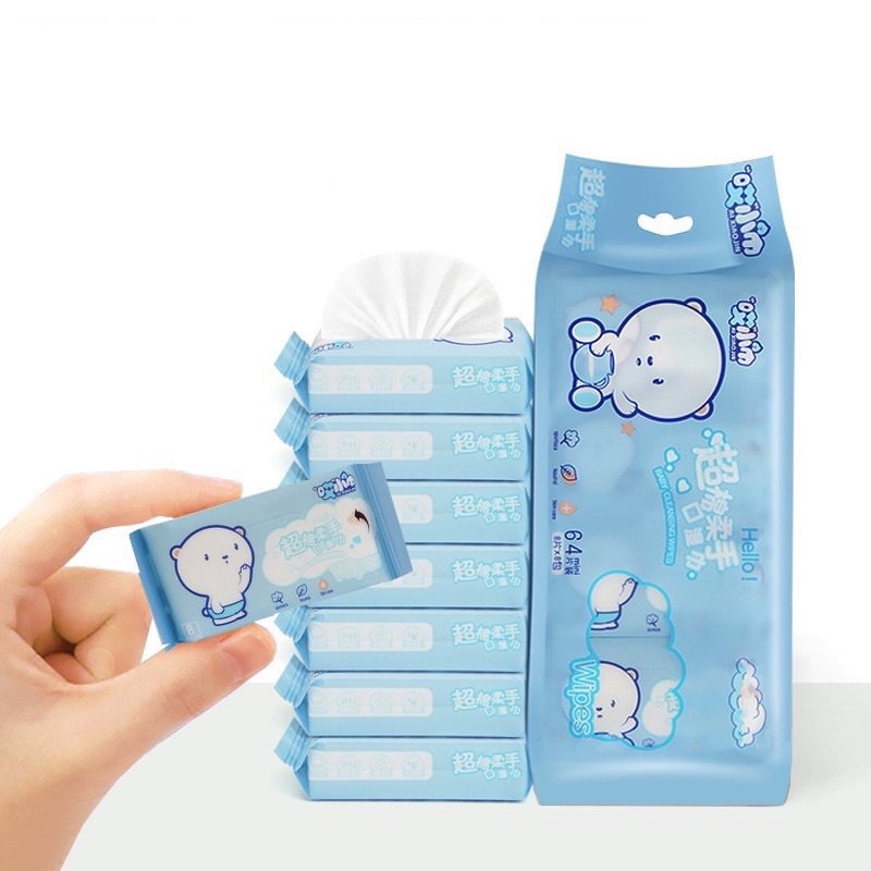 1 Bịch 8 Gói Khăn Ướt/Mỗi Gói 8c Khăn HOT