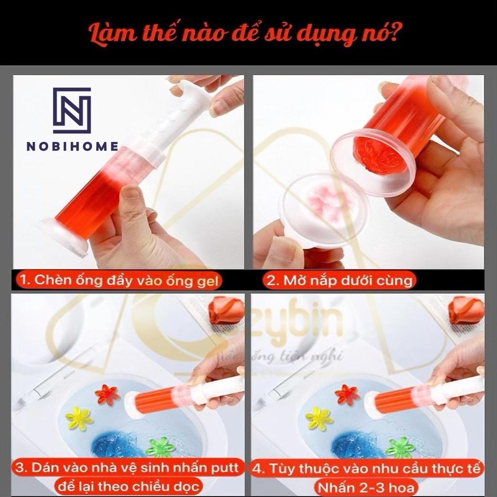 Gel Khử Mùi Bồn Cầu Hình Bông Hoa Nobihome, gel thơm khử bồn cầu bông hoa dạng thạch với 7 mùi thơm cho toilet Nobihome