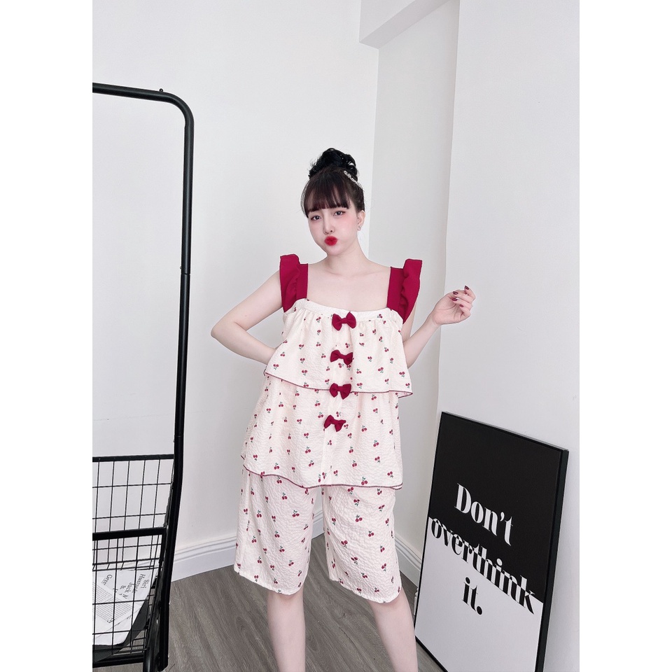 ✅SIÊU PHẨM HÈ✅ sét đồ ngủ tầng quần dài 2 dây lụa hàn siêu xinh freeszie 58kg