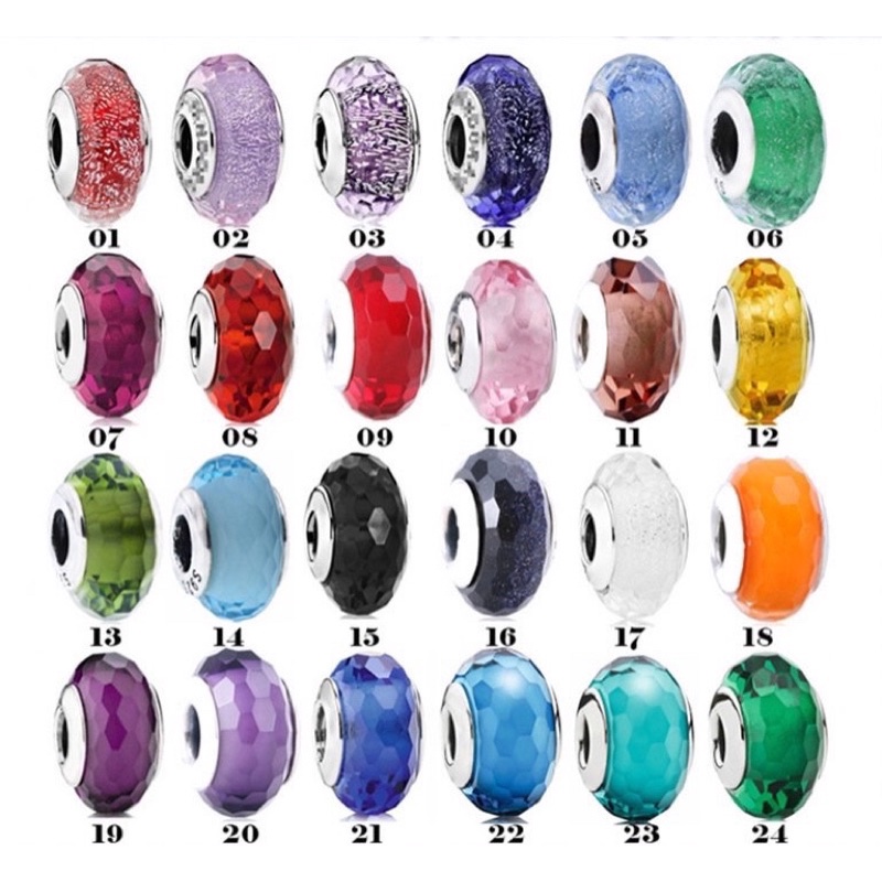 PAN ALE CHARM THUỶ TINH CẮT NHIỀU MÀU BẠC S925