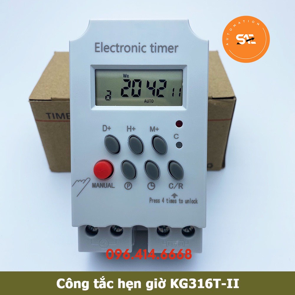 Công tắc hẹn giờ thông minh rơ le thời gian KG316T-II 25A tắt mở tự động chuẩn công nghiệp