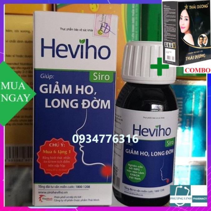 Combo Gội Là Đen Thái Dương+ Siro Heviho hỗ trợ giảm ho, đau rát họng, long đờm, chai 100ml