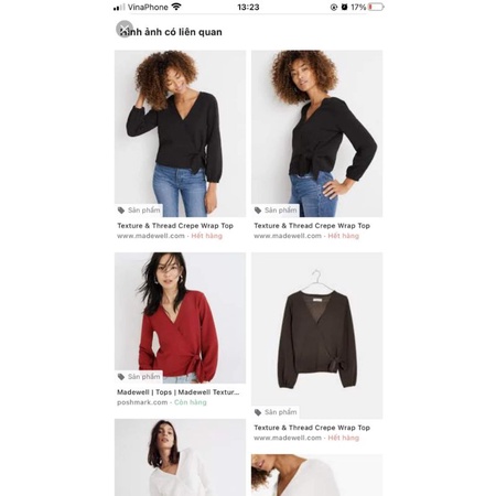 Áo nỉ xốp thắt nơ Madewell Texture Thread crepe wrap top