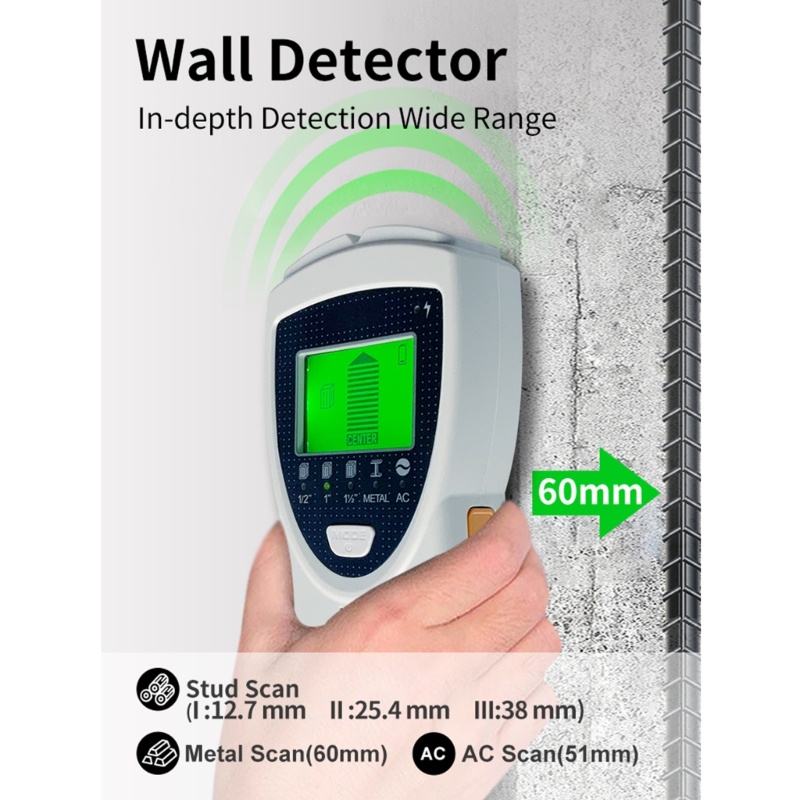 Máy Dò Tường Cảm Biến Siêu Âm 5 Trong 1 Với Màn Hình LCD Báo Động AC