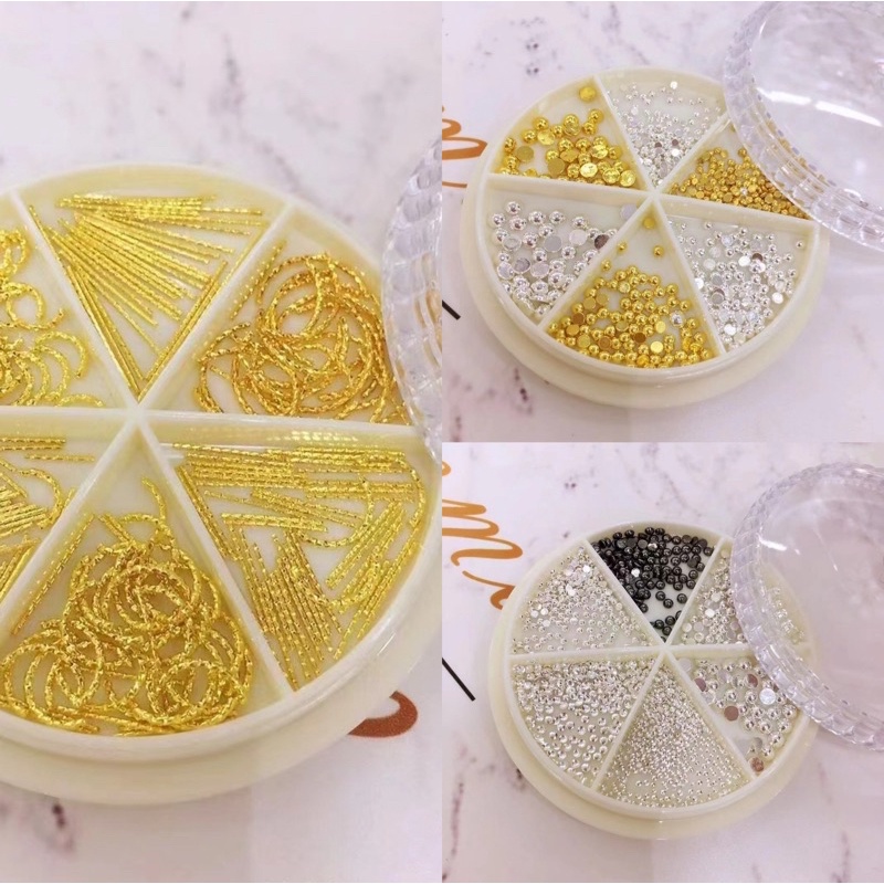 Phụ kiện charm bi mix màu gắn móng tay nail