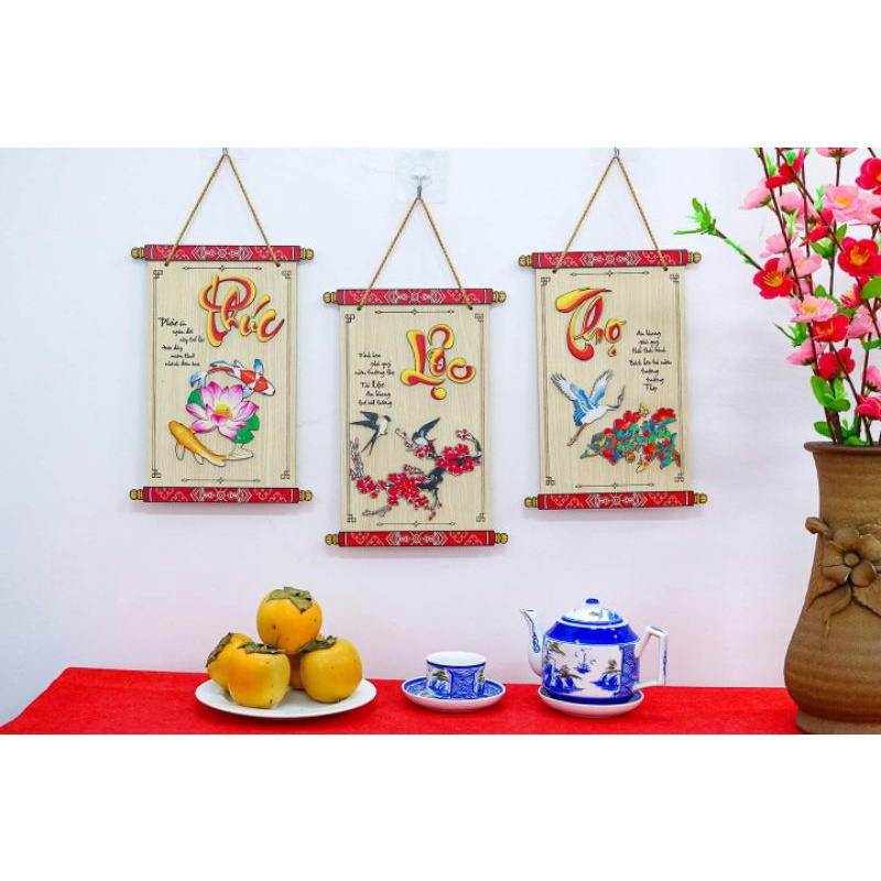 Combo 3 Tranh Chữ Thư Pháp Phúc Lộc Thọ Bằng Gỗ Mới Nhất Cuối Năm 2022, Có 3 Size Cho Các Anh Chị Lựa Chọn