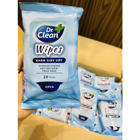 Khăn giấy ướt Dr.Clean 80 tờ,  20 tờ tiện dụng -chính hãng - giá tốt
