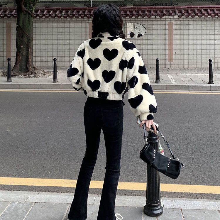 Bán Chạy!F &amp; X Áo Khoác Đệm Lông Ngắn Phong Cách Hàn Quốc Thời Trang Thu Đông Ngọt Ngào Dễ Phối Đồ Dành Cho Nữ