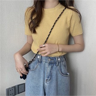 Áo len cộc tay trơn basic - bảng màu pastel
