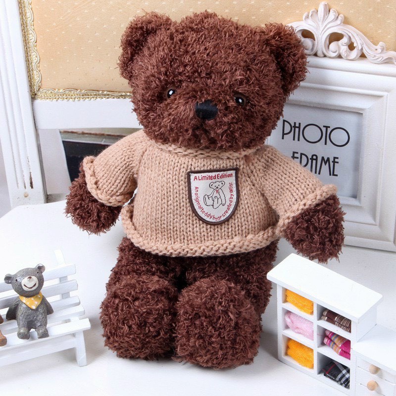 Gấu Bông Gấu Nâu Mặc Áo Len Lông Xù Mềm Mịn Cao Cấp Size 30cm  40cm - Panda Store