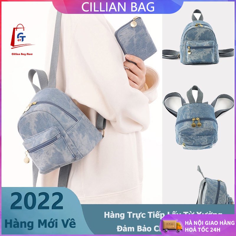 Balo Nữ min💖 𝑭𝑹𝑬𝑬𝑺𝑯𝑰𝑷 💖i Chất liệu Denim Thiết Kế Phong Cách Hàn Quốc Balo Nữ Đi Học Đẹp