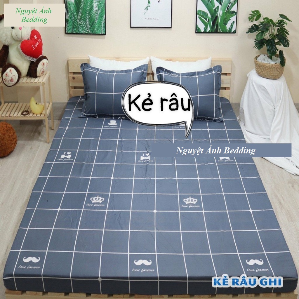 (Giá rẻ)  Drap bo chun Poly Cotton (có kèm áo gối) được chọn mẫu - Ga gối loại đẹp mẫu Tim đỏ new, được chọn mẫu