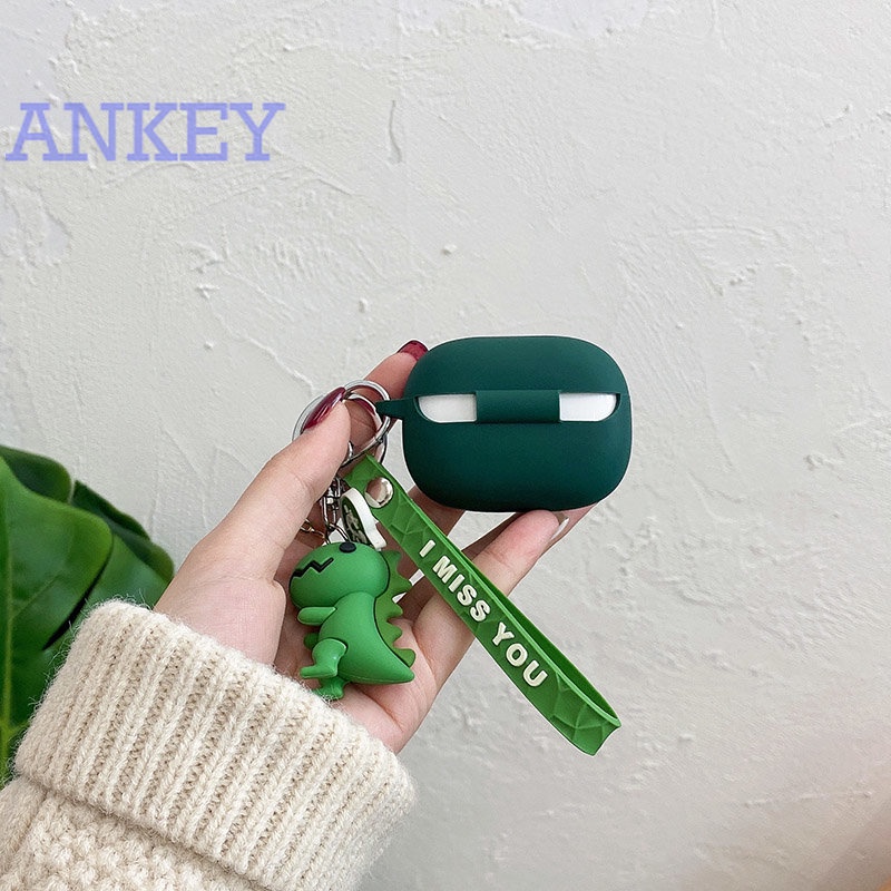 For Anker Soundcore A20i Case Cartoon Funny Dinosaur Silicone Protect Cover Shell with Keychain Accessories