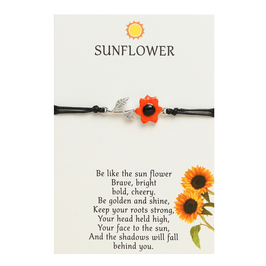 Vòng Tay Dây Bện Mặt Hoa Hướng Dương Sơn Dầu Thời Trang Cho Nam Và Nữ