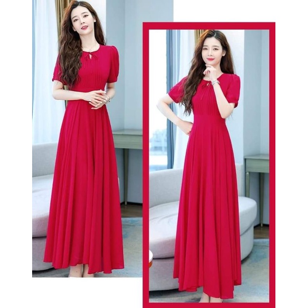 ĐẦM  MAXI XÒE PHỐI XẾP LI 2066