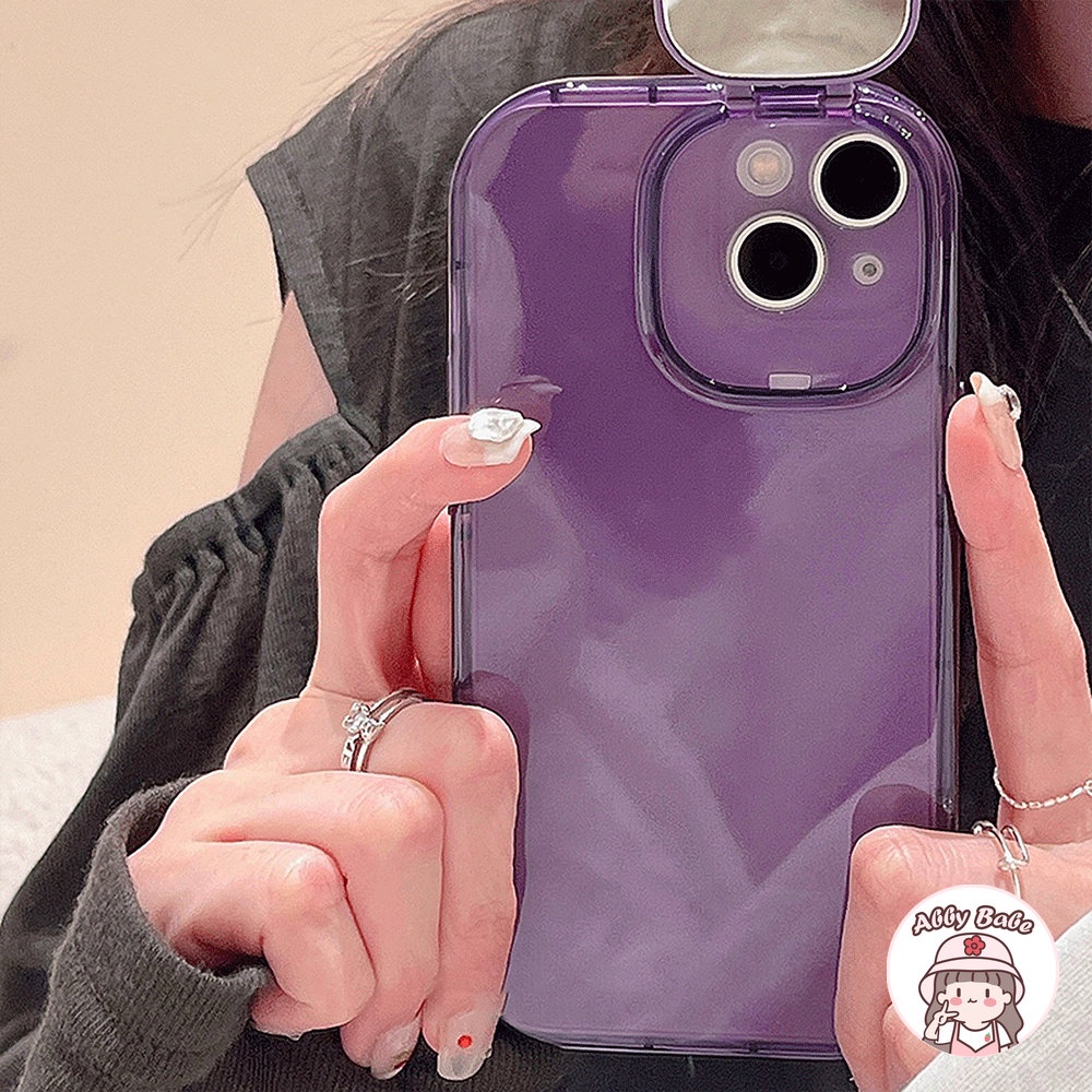 Ốp Điện Thoại TPU Mềm Mỏng Mặt Gương Trang Điểm Chống Mồ Hôi Màu Tím Cho Iphone 11 7Plus 13 12 11 Pro Max X XS 12 13 XR