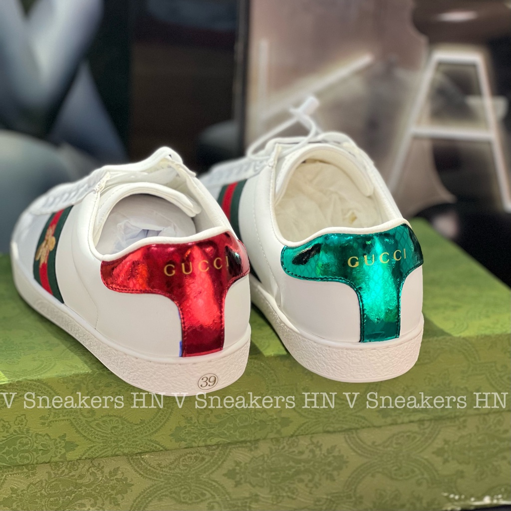 Giày Thể Thao Gucci Ong Cao Cấp Full Size Nam Nữ Phong Cách Hàn Quốc Giày GC Xanh Đỏ Thêu Họa Tiết Ong Vàng