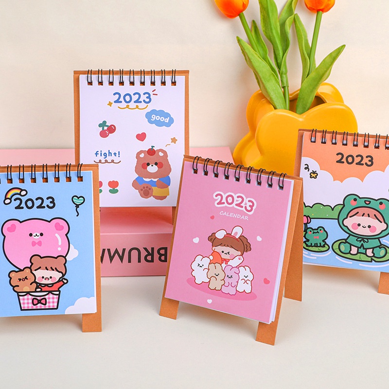 Lịch Lên Kế Hoạch Để Bàn Mini Hình Chú Ếch / Chú Gấu Năm Mới Màu Sắc Ngẫu Nhiên