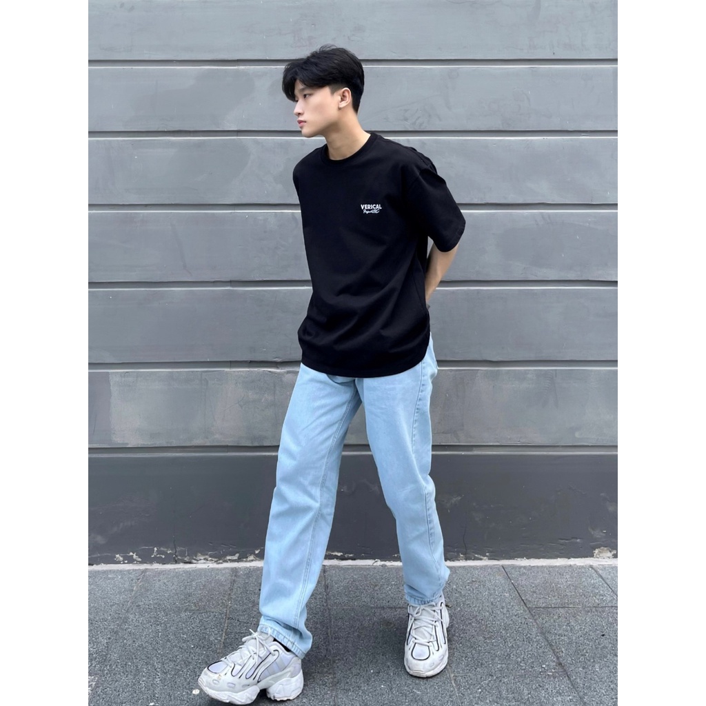 Quần Verical Baggy Jeans Nam Xanh Nhạt Sáng Màu form ống suông rộng, chất cotton cao cấp, tôn dáng, trẻ trung (Có video)