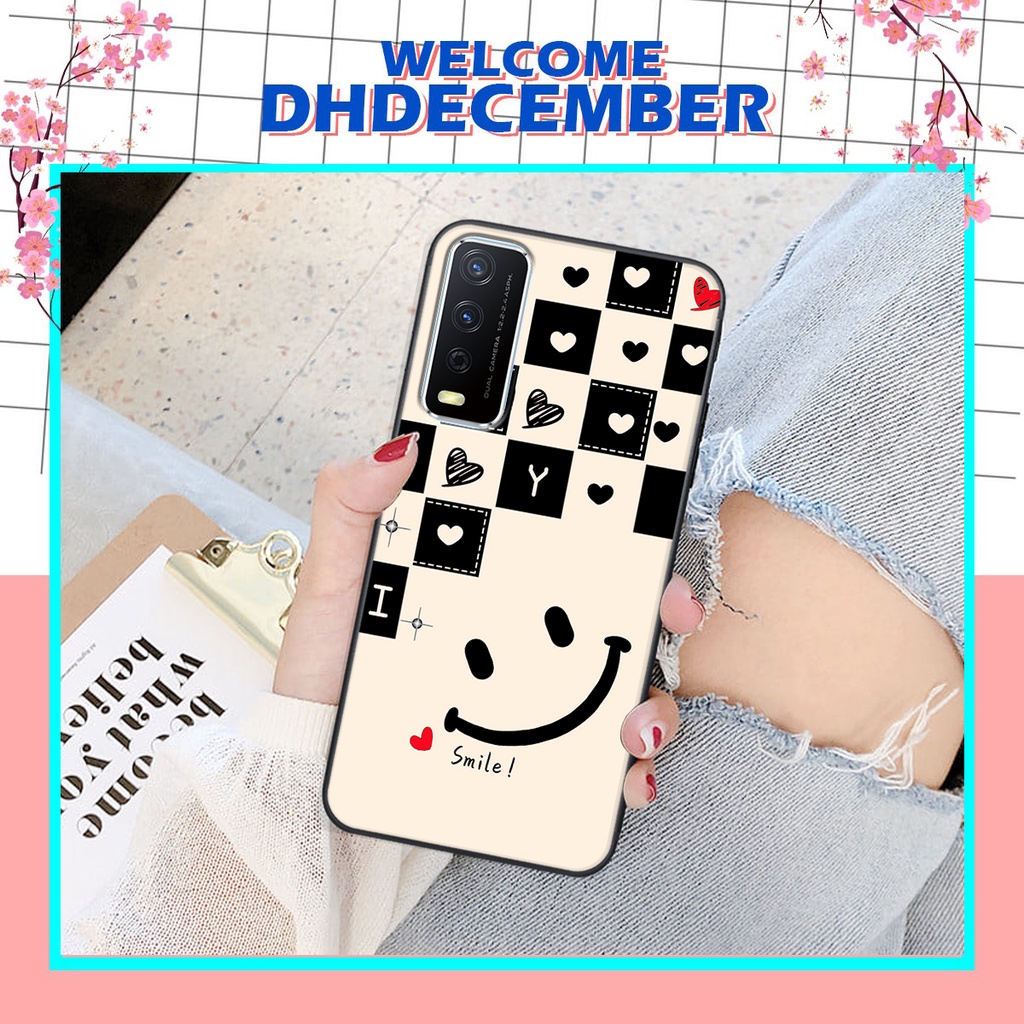 Ốp lưng Vivo Y12S 2021 / Y20 in hình tim, kẻ vuông mẫu mới CỰC XINH