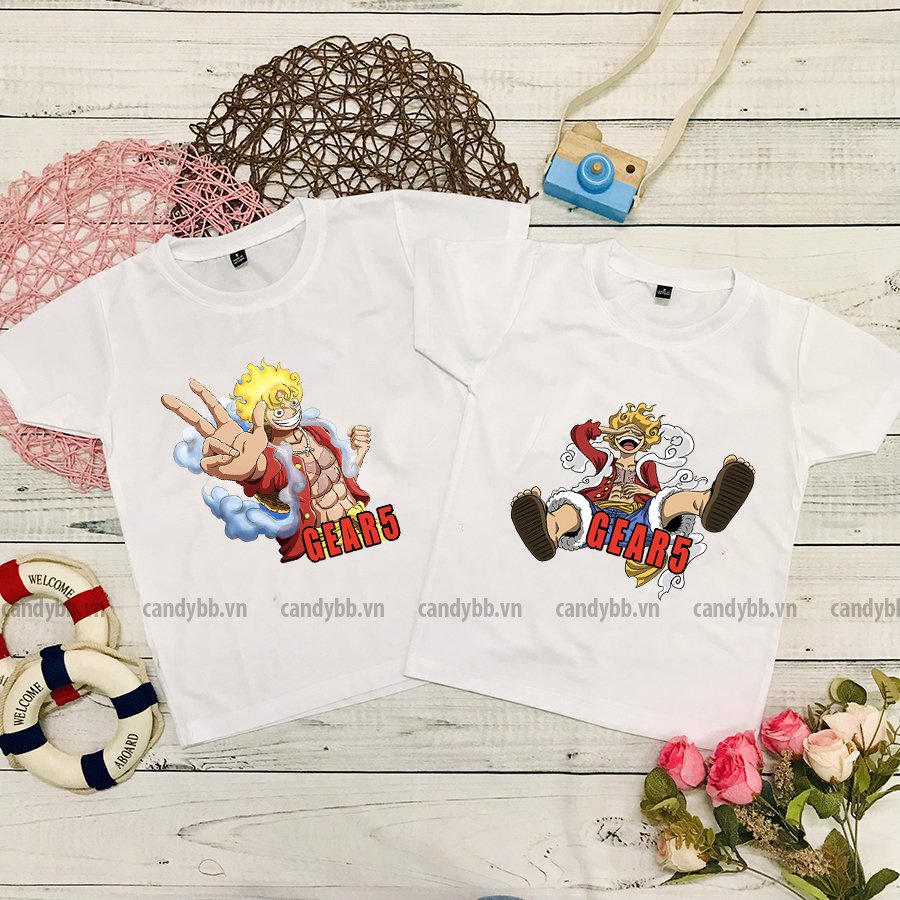 Áo thun in hình Luffy Gear 5 One Piece bé trai vải đẹp giá rẻ