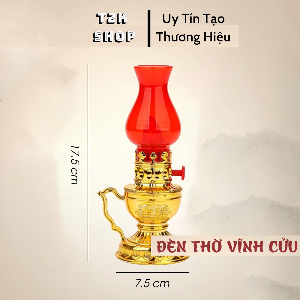 Đèn thờ cúng để ban thờ vĩnh cửu dùng pin, thiết kế cổ kính, hài hoà, cân đối, tăng phần trang nghiêm