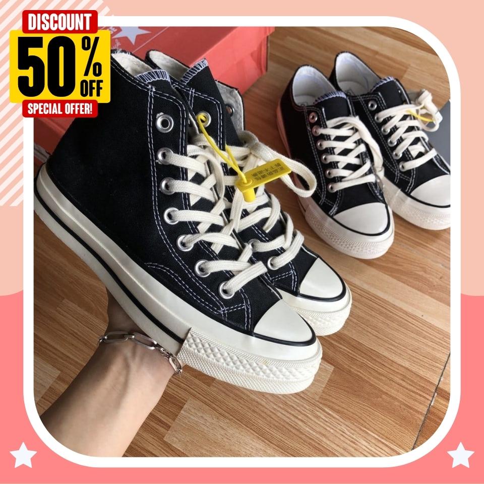 Giày_converse cổ cao 1970s, Giày_converse classic đen trắng, CV cổ cao mũi bóng bản đẹp full box bill