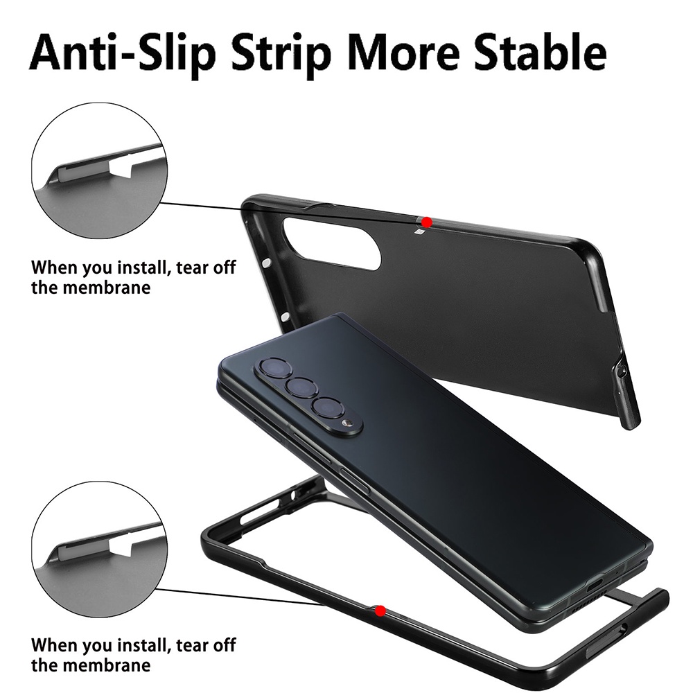 For Samsung Z Fold 4 5G Pen Slot Leather Case Wriststrap Shockproof Cover