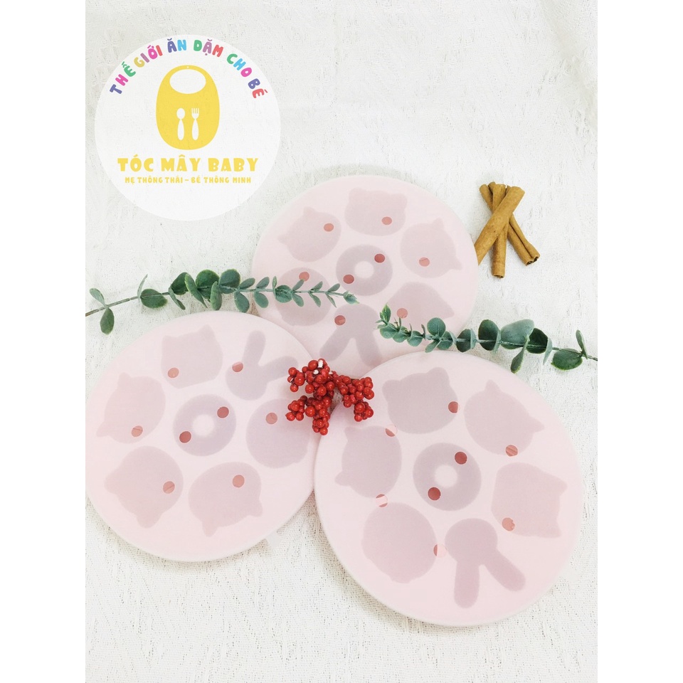 Khuôn Silicon Tròn Làm Bánh Flan, Thạch Pudding, Khuôn Hấp Bánh, Nướng Bánh Có Nắp Đậy Hình Con Vật Dễ Thương Mamabu