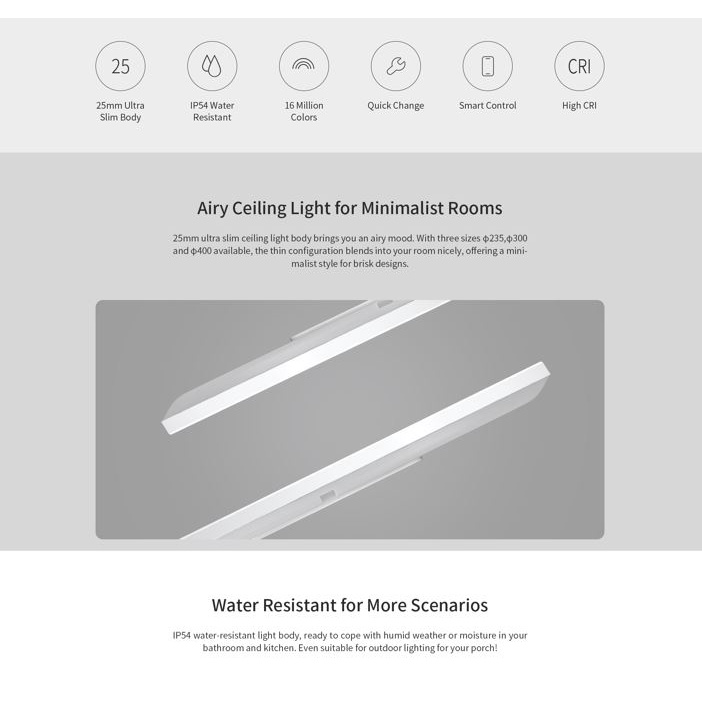 YEELIGHT COMET C235/C300/C400 - ĐÈN LED ỐP TRẦN THÔNG MINH SIÊU MỎNG - HOMEKIT - Hắt trần RGB