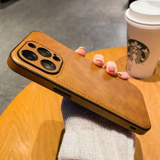 Ốp điện thoại Chống Sốc Da Vintage Cho iPhone 16 15 14 13 12 11 Pro MAX XS XR 7 8 Plus 16 Plus 14 Pro Sang Trọng Cao Cấp Bảo Vệ Camera Doanh Nhân Ốp điện thoại Silicon