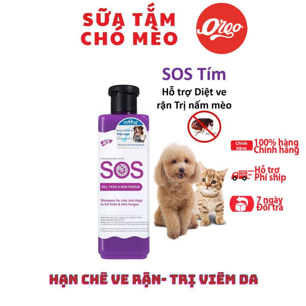 SOS Sữa tắm cho chó mèo ORGO - SOS Màu tím hạn chế ve rận