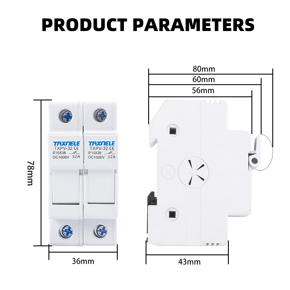 2 Giá Đỡ Cầu Chì PV 10 * 38mm DC 1000V Bằng Năng Lượng Mặt Trời