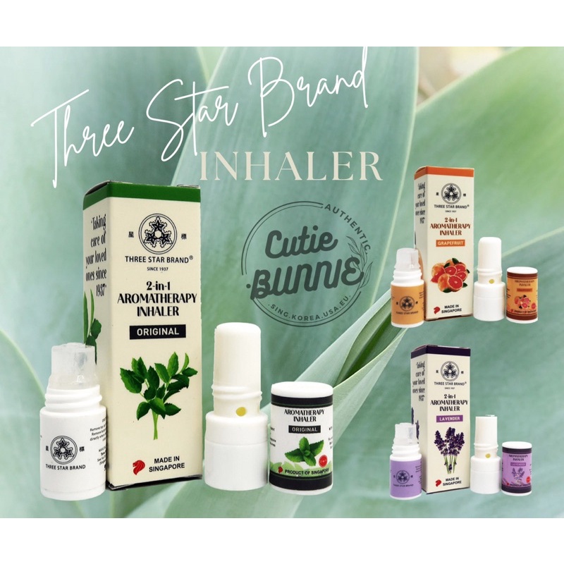 Hít thông mũi thảo dược 2in1 kèm tinh dầu thoa Three Star / Chính hãng nội địa Singapore