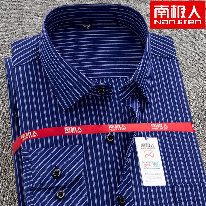 Baju kemeja putih perempuanpink Áo Sơ Mi cotton Dài Tay Kẻ Sọc Bắc Cực Cho Đàn Ông Trung Niên Và Người Lớn Tuổi