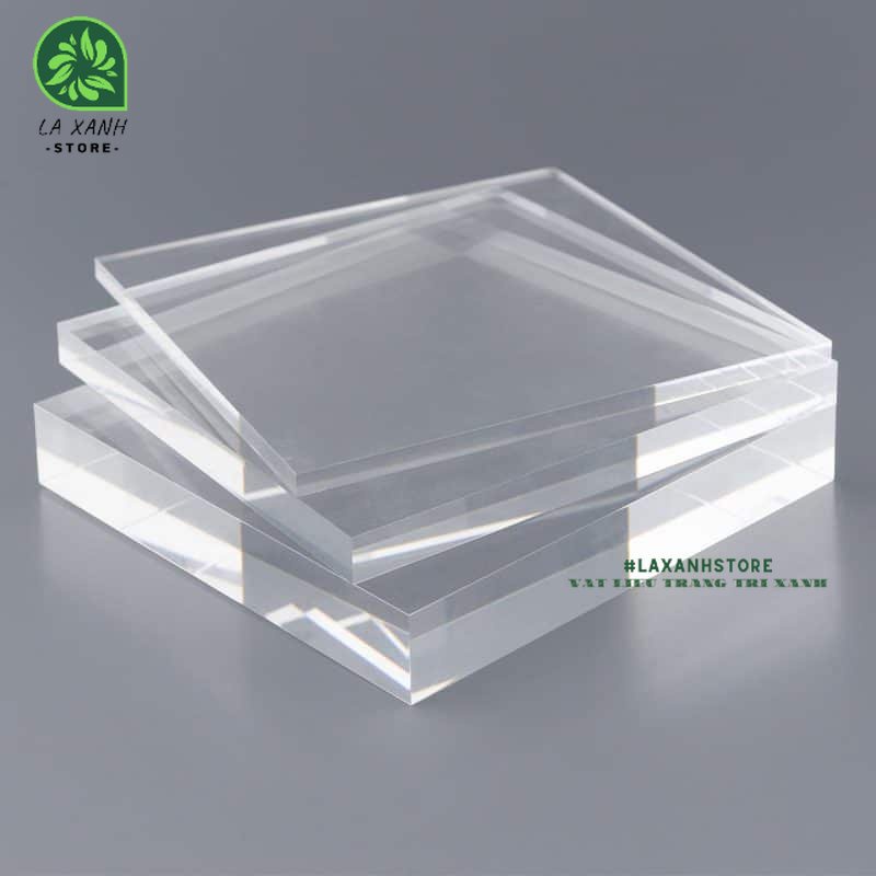 Khối vuông Mica trong suốt (Acrylic) dày 10mm làm đế kệ trưng bày sản phẩm, điêu khắc chế tạo đồ lưu niệm - Laxanhstore