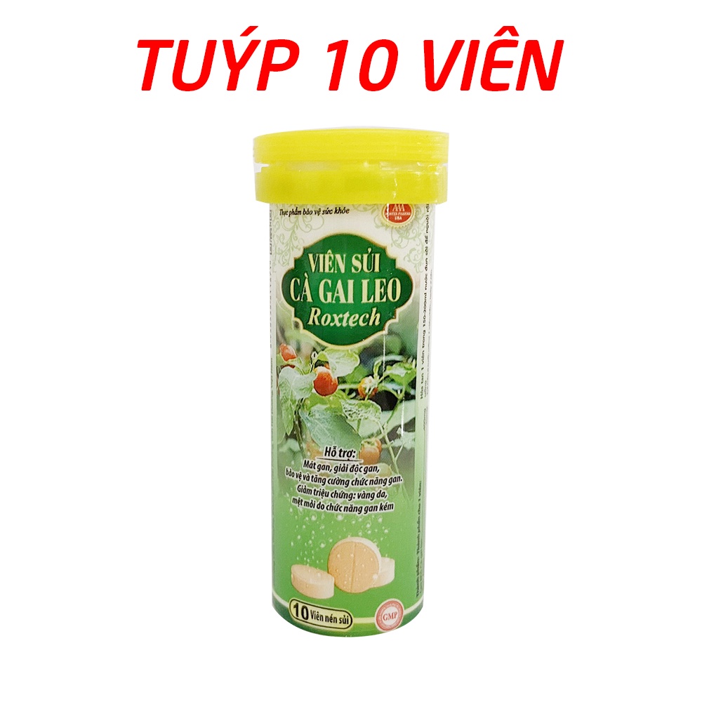 Viên sủi bổ gan cao cà gai leo, atiso giúp mát gan, thanh nhiệt cơ thể - Hộp 10 viên (Viên sủi cà gai leo Roxtech)