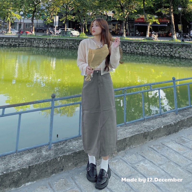 Chân váy jean dài QC