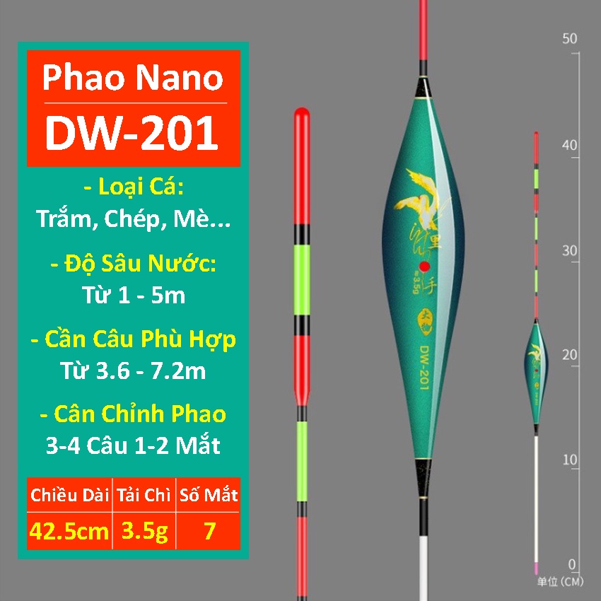 Phao Câu Đài Nano Cao Cấp Siêu Nhạy Tăm To Tải Chì Lớn Chống Mỏi Mắt Lóa Mắt Chuyên Dùng Săn Hàng Tặng Kèm Chân Cắm Phao