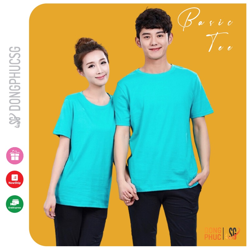 Áo thun trơn màu xanh ngọc phông unisex basic nam nữ cổ tròn thun cotton 4 chiều mềm mịn ATTXN DONGPHUCSG